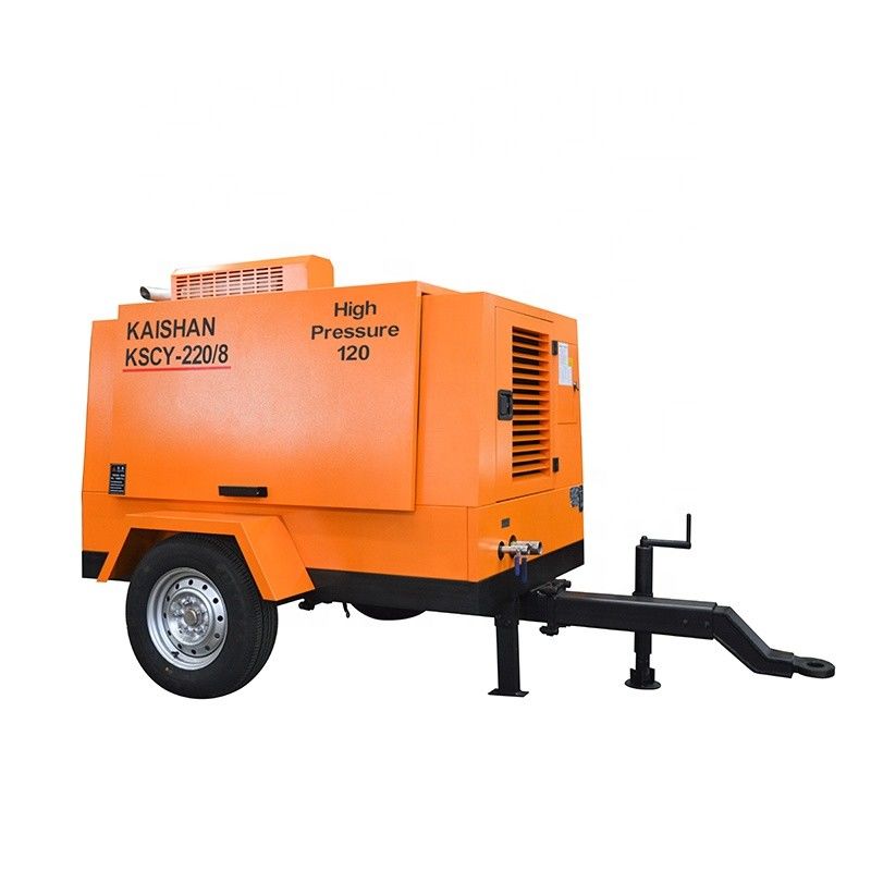 Compressor de ar a diesel portátil Motor de 55 kW 8bar Pressão de trabalho para perfuração
