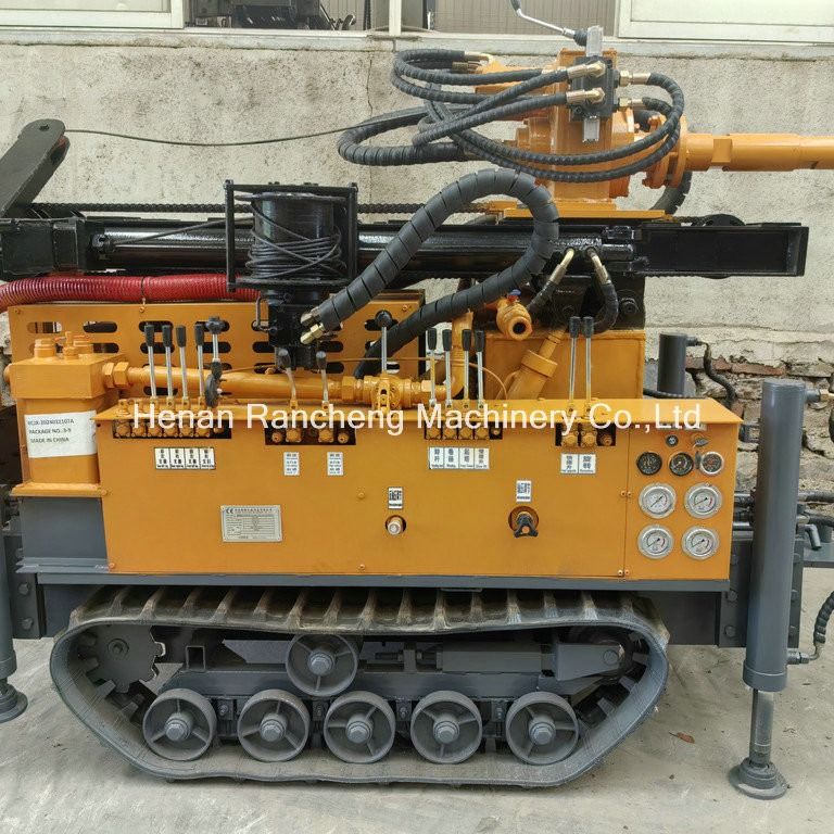 180m Pneumático de água bem de perfuração Rig Multifunção Crawler montado Rig com 55KW Quanchai diesel