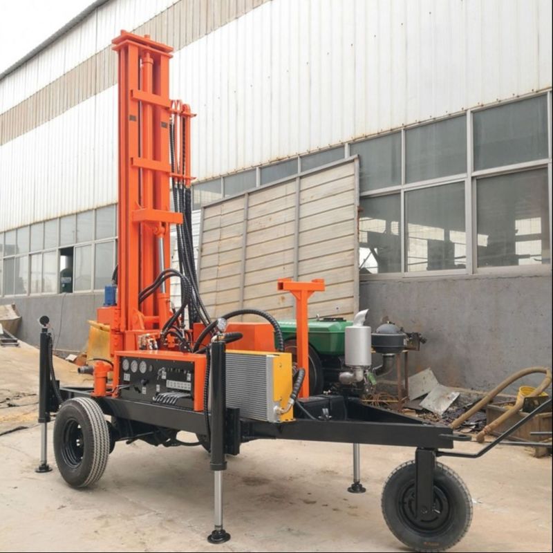 Rig de perfuração de poços de água de 150 m montado em rodas para motor a diesel de 32 HP