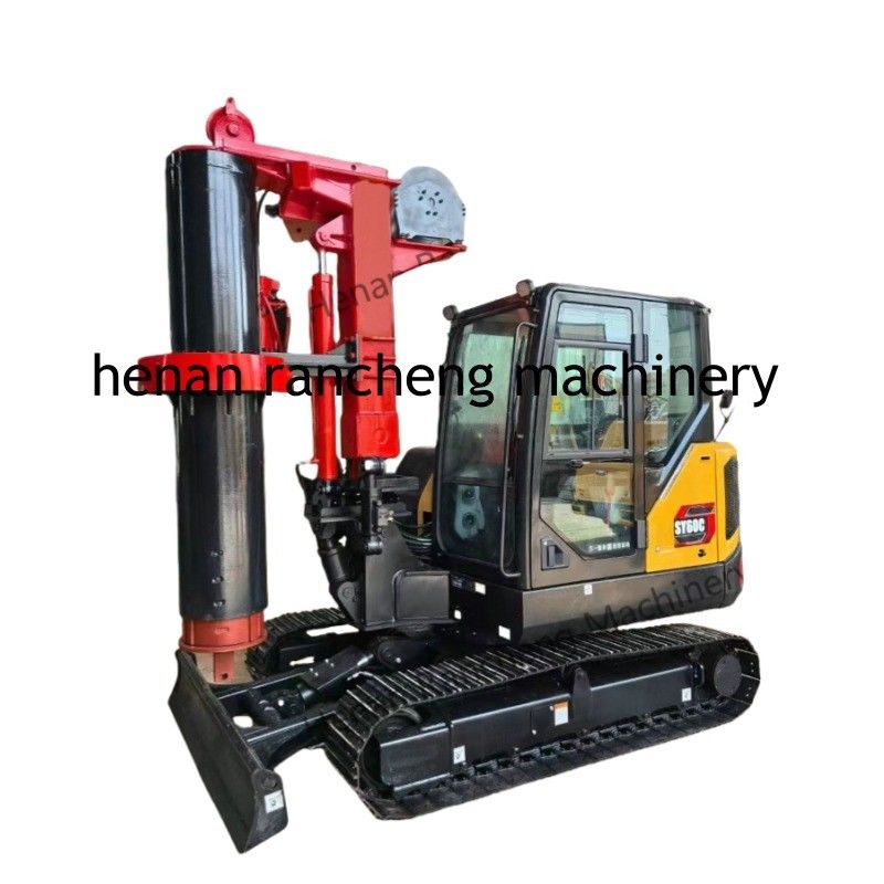 RCQ-10C mini-pilha hidráulica de perfuração Rig 10m profundidade com 36KW Kubota motor Sany SY60C chassi de escavadeira