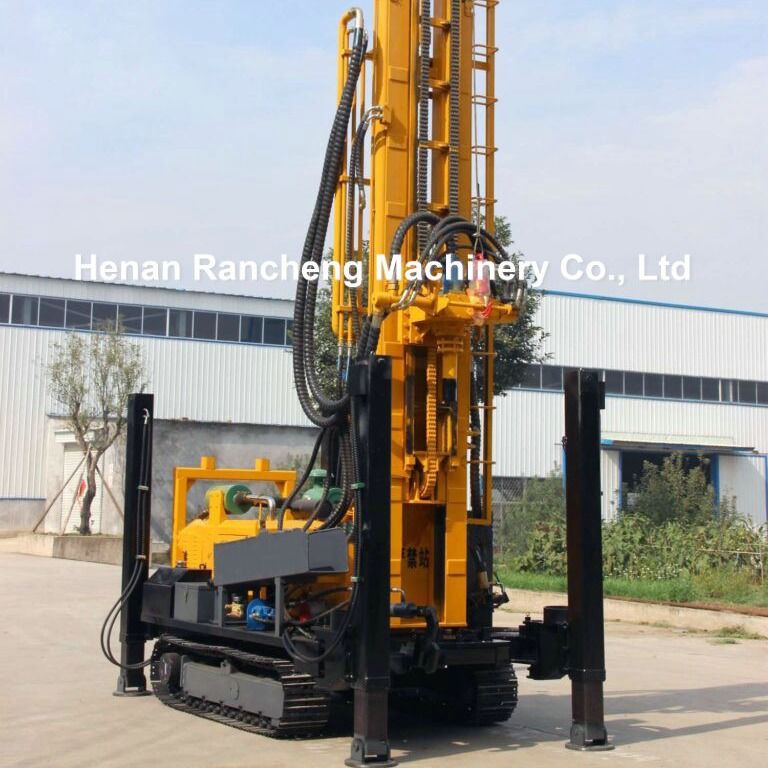 350m Profundidade de perfuração Borracha Caterpillar Track Water Well Drilling Rig Borracha Pneumática Crawler Borracha