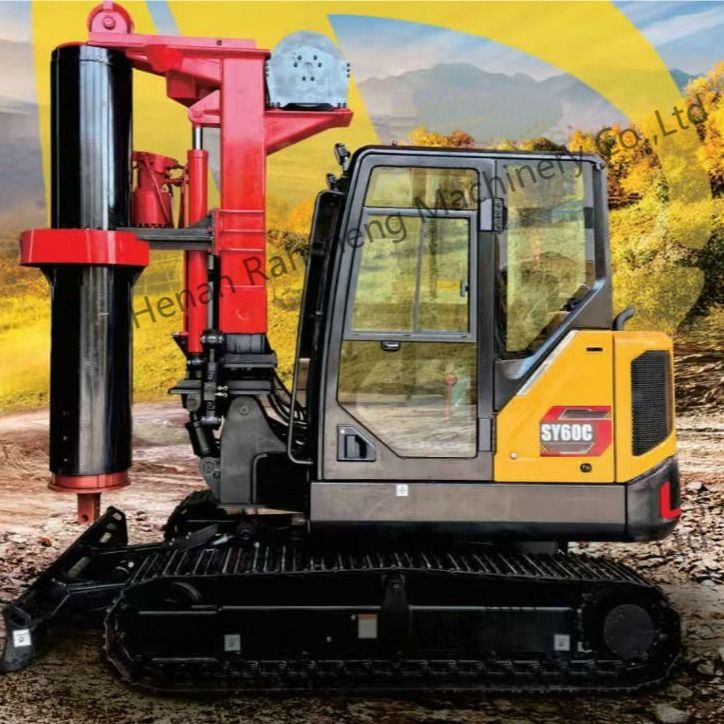 RCQ-10C mini-pilha hidráulica de perfuração Rig 10m profundidade com 36KW Kubota motor Sany SY60C chassi de escavadeira