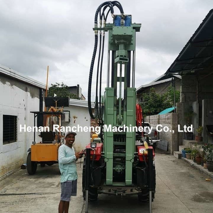 Instalação de perfuração montada num tractor, de quatro rodas, de alta potência para perfuração de poços de água de 200/260 m, 254 mm.