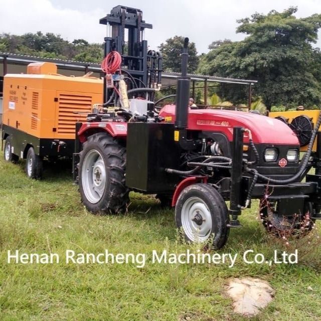 Instalação de perfuração montada num tractor, de quatro rodas, de alta potência para perfuração de poços de água de 200/260 m, 254 mm.