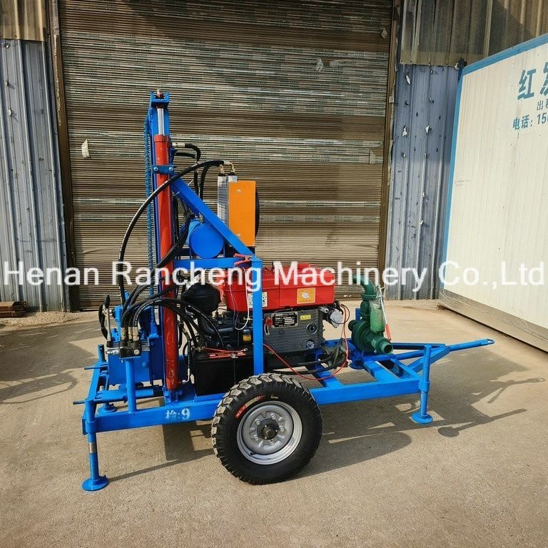 150m DTH Máquina de perfuração de poços hidráulicos de água Remolque pneumático portátil Rig de perfuração montada