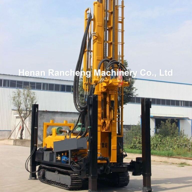 350m Profundidade de perfuração Borracha Caterpillar Track Water Well Drilling Rig Borracha Pneumática Crawler Borracha